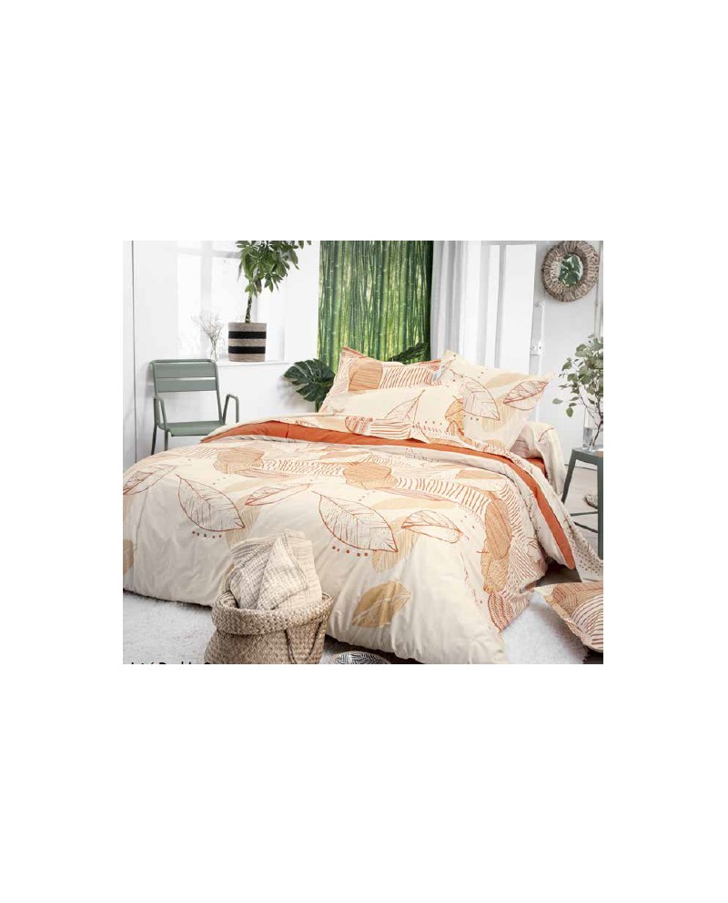 Housse de couette en coton folio terracotta Tradilinge