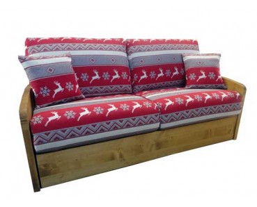 Convertible Prestolit bois Himalaya finition miel tissu chili rennes rouges