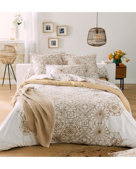 Parure Housse de couette + Taie 100% Percale Gabrielle Champagne