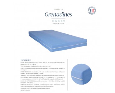 Matelas Collectivités Déhoussable non feu HR 35 kg/m3