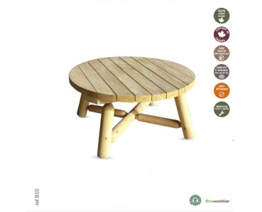 TABLE BASSE RONDE CEDRE BLANC