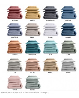 Linge de lit Percale 80 fils Uni blanc ou Couleur