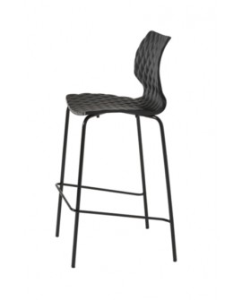 Tabouret pour bar UNI 378 coque noire pieds vernis noirs